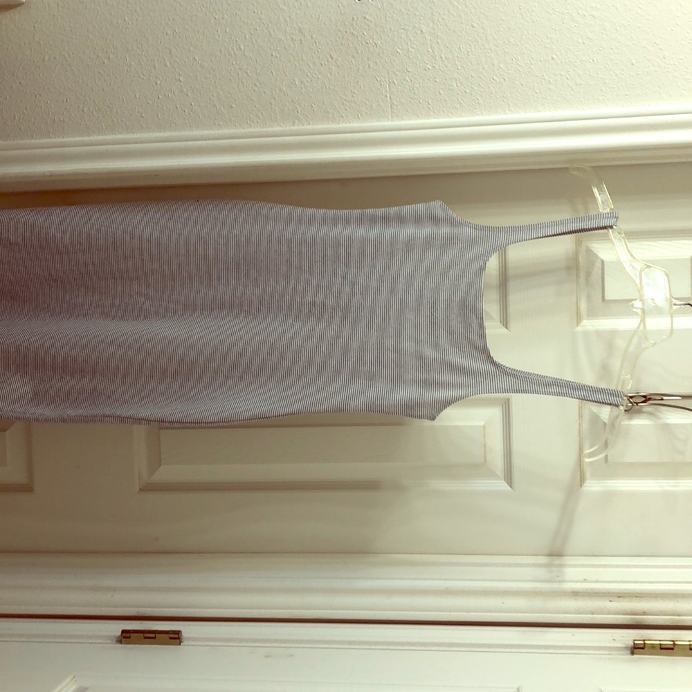 Zara BW stripe midi bodycon.